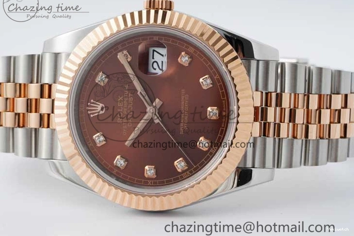 Jubilee Edition Dial VR3235 904L JDF RG V2 Steel Diamonds SS 41 RG Bracelet SS 1:1 Best DateJust Brown on 0828